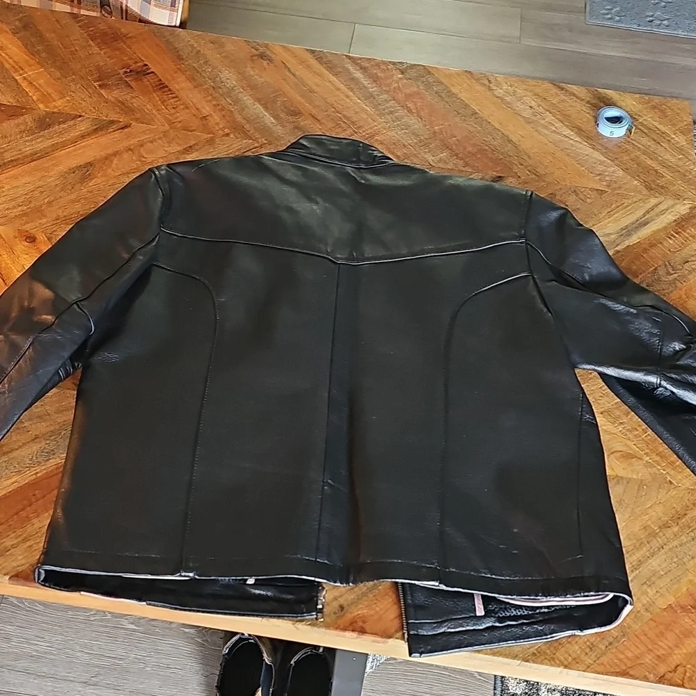 Cycle Leather Jacket XL Pink Gray Black - Picture 7 of 14